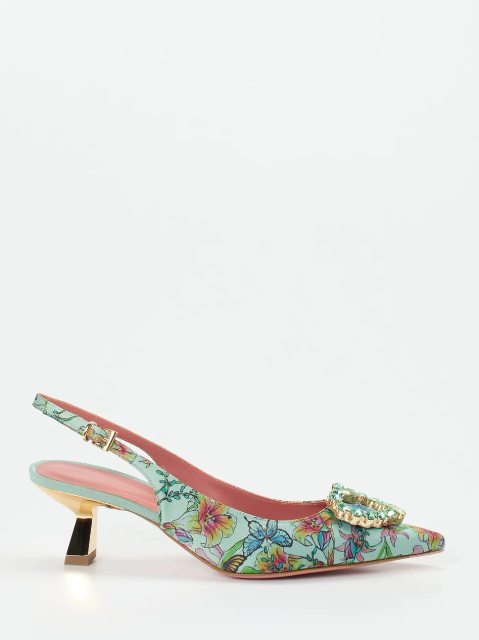 Konstantin Starke – Slingpumps aus Satin-Textil mintgrün