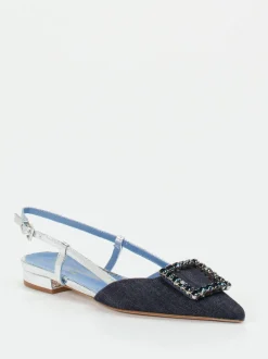 Konstantin Starke – Slingpumps aus Textil und Metallicleder