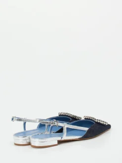 Konstantin Starke – Slingpumps aus Textil und Metallicleder