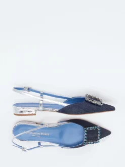 Konstantin Starke – Slingpumps aus Textil und Metallicleder