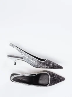 Konstantin Starke – Slingpumps aus Metallicleder Schwarz