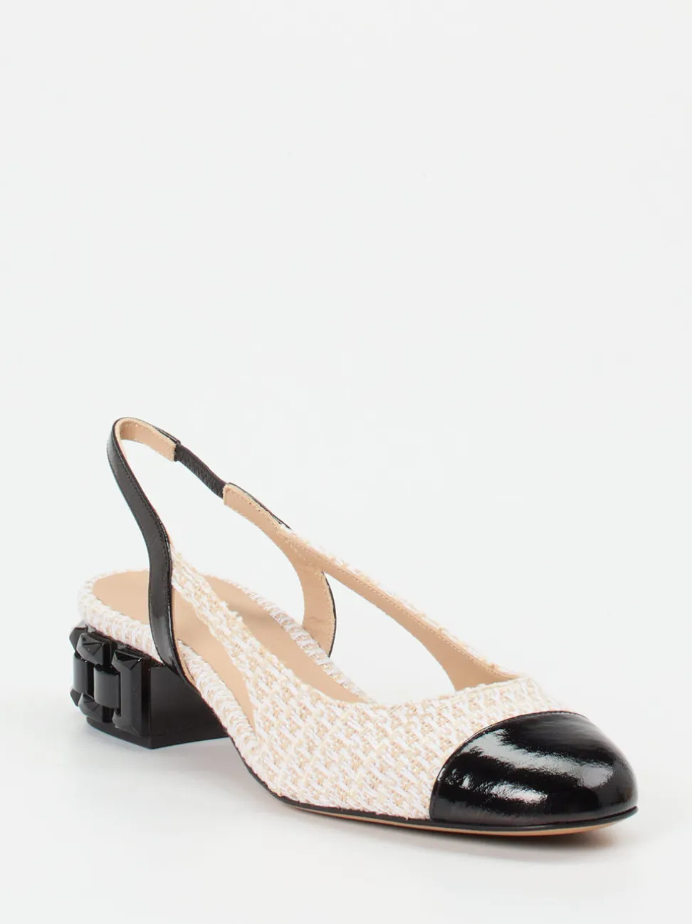 Konstantin Starke – Slingpumps aus Tweed und Lackleder Beige