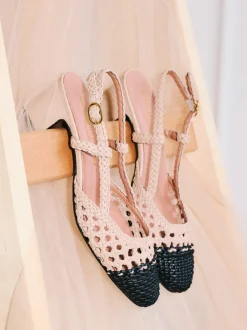 Konstantin Starke – Slingpumps aus Flechtleder beige