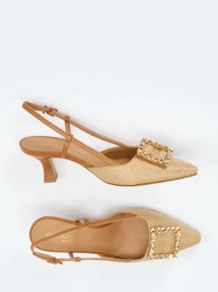Konstantin Starke – Slingpumps aus Flechtleder Beige