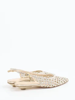Konstantin Starke – Slingpumps aus Flechtleder Gold