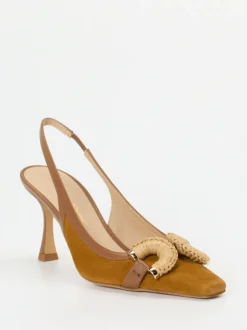 Konstantin Starke – Slingpumps aus Veloursleder cognac