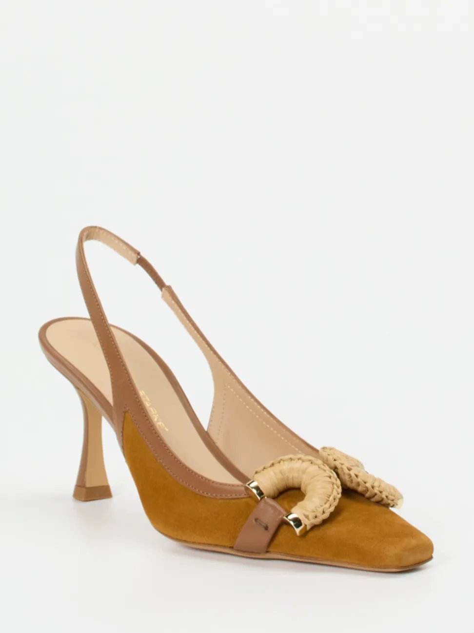 Konstantin Starke – Slingpumps aus Veloursleder cognac
