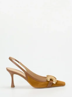 Konstantin Starke – Slingpumps aus Veloursleder cognac