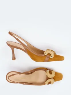 Konstantin Starke – Slingpumps aus Veloursleder cognac