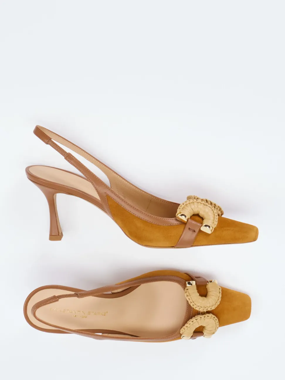 Konstantin Starke – Slingpumps aus Veloursleder cognac