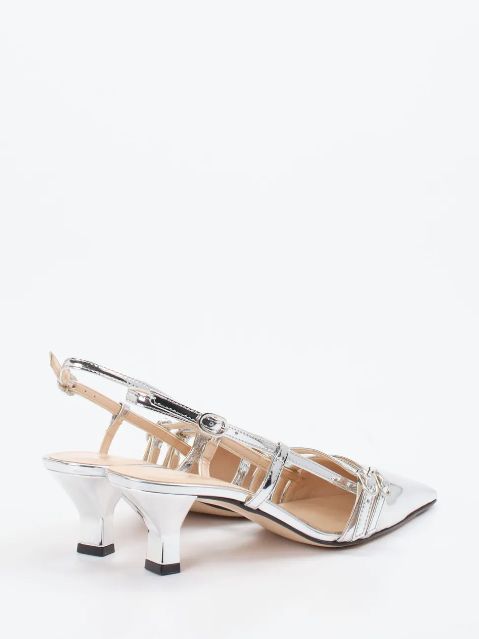 Konstantin Starke – Slingpumps aus Metallicleder silber