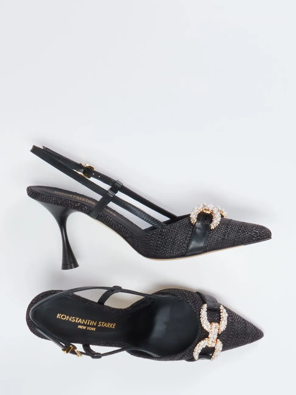 Konstantin Starke – Slingpumps aus Textilgewebe Schwarz
