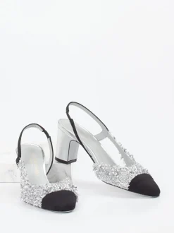 Konstantin Starke – Slingpumps aus Metallicleder Silber