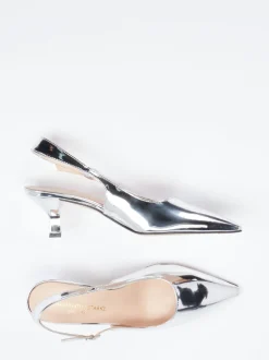 Konstantin Starke – Slingpumps aus Metallicleder silber