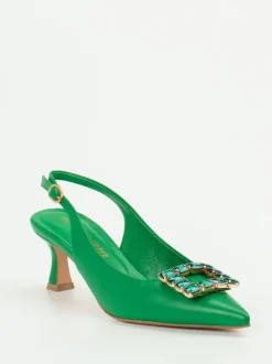 Konstantin Starke – Slingpumps aus Lammleder Smaragdgrün