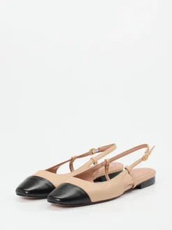 Konstantin Starke – Slingpumps aus Lammleder Beige-Schwarz