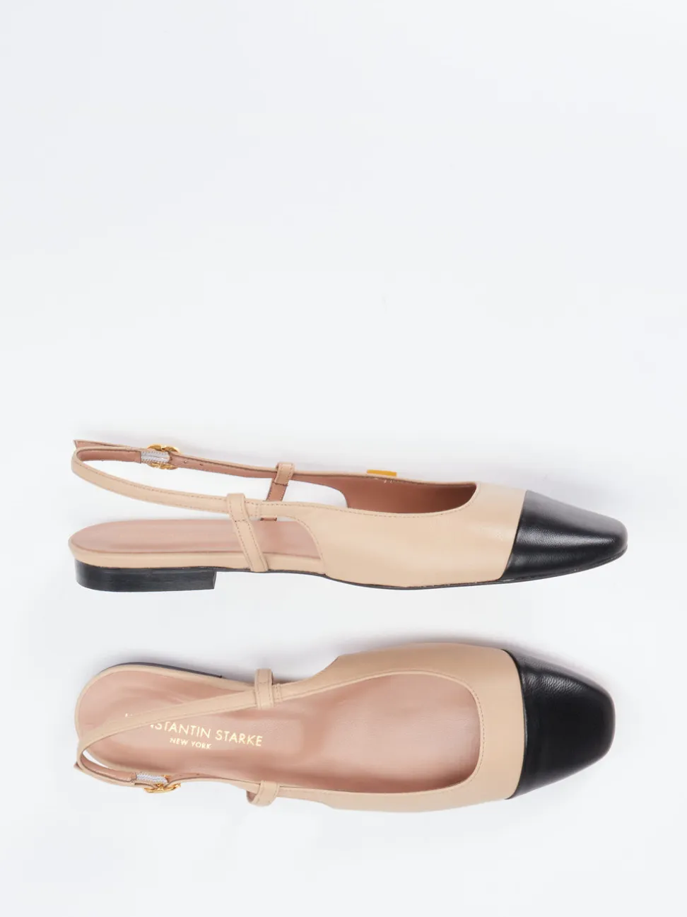 Konstantin Starke – Slingpumps aus Lammleder Beige-Schwarz