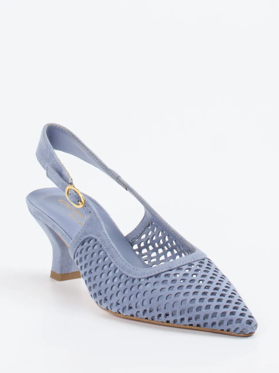 Konstantin Starke – Slingpumps aus Veloursleder Pastellblau