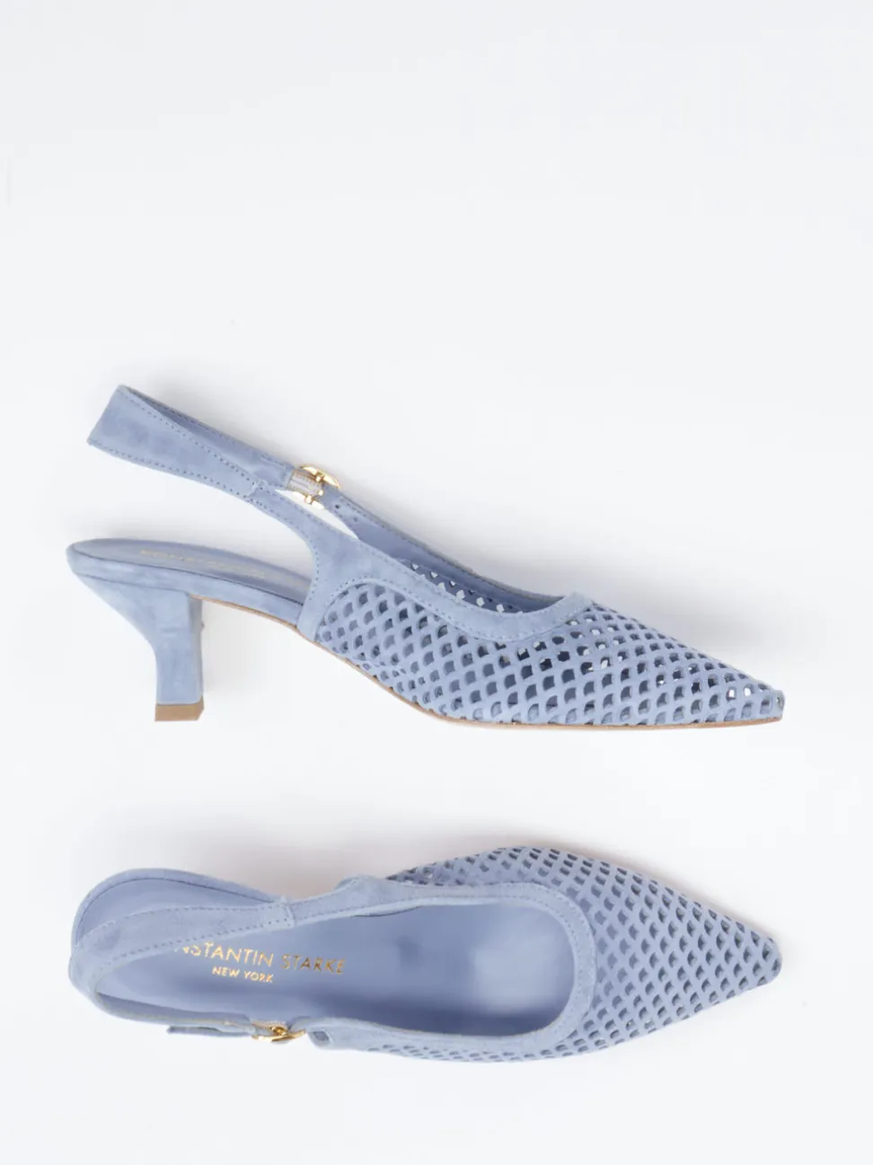 Konstantin Starke – Slingpumps aus Veloursleder Pastellblau