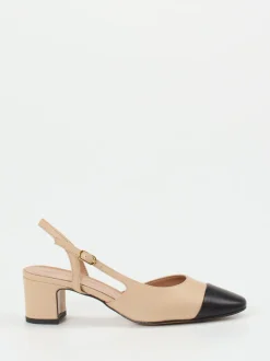 Konstantin Starke – Slingpumps aus Lammleder Beige-Schwarz