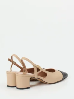 Konstantin Starke – Slingpumps aus Lammleder Beige-Schwarz