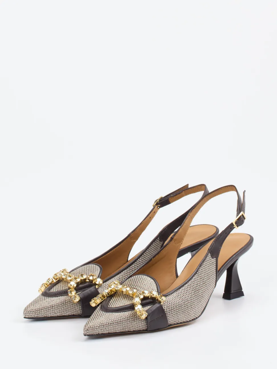 Konstantin Starke – Slingpumps aus Textil mit Schmuckdetail