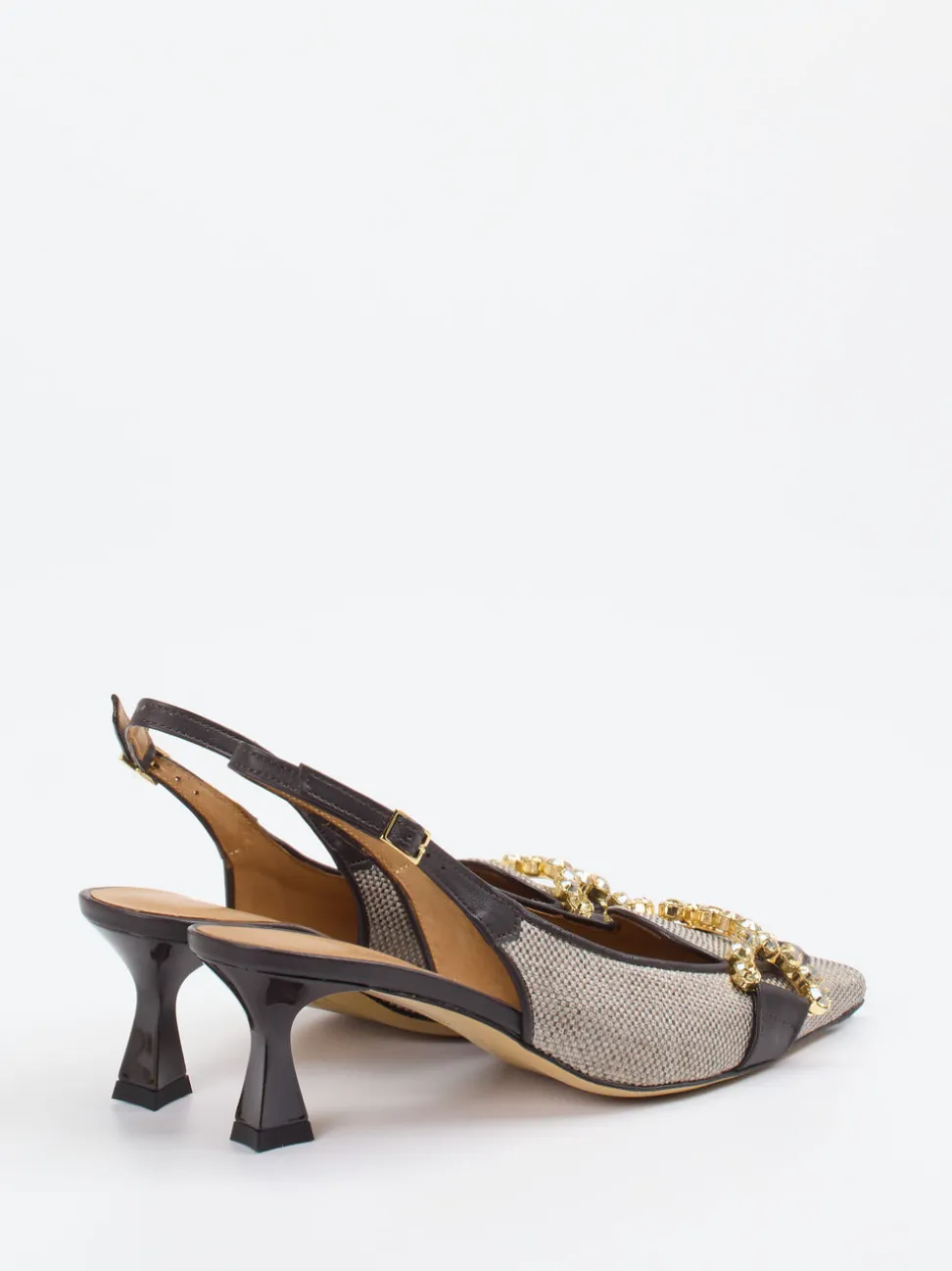 Konstantin Starke – Slingpumps aus Textil mit Schmuckdetail