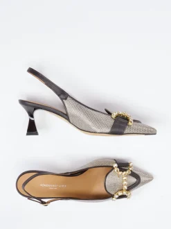 Konstantin Starke – Slingpumps aus Textil mit Schmuckdetail