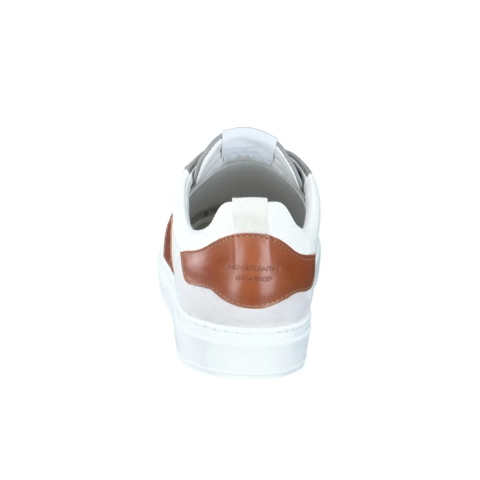 Konstantin Starke – Sneaker aus Kalbleder weiß-cognac