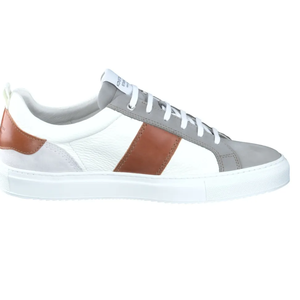 Konstantin Starke – Sneaker aus Kalbleder weiß-cognac