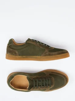 Konstantin Starke – Sneaker aus Veloursleder olivgrün