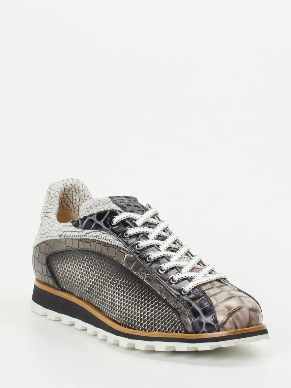 Konstantin Starke – Sneaker aus geprägtem Leder grau