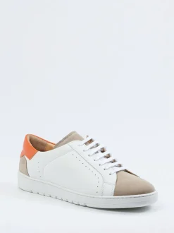 Konstantin Starke – Sneaker aus Kalbleder Weiß-Orange