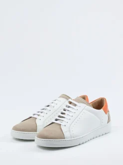 Konstantin Starke – Sneaker aus Kalbleder Weiß-Orange