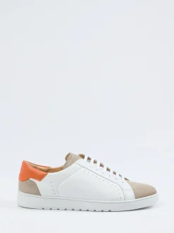Konstantin Starke – Sneaker aus Kalbleder Weiß-Orange