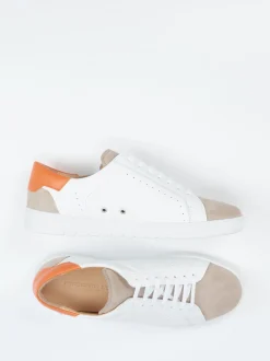 Konstantin Starke – Sneaker aus Kalbleder Weiß-Orange