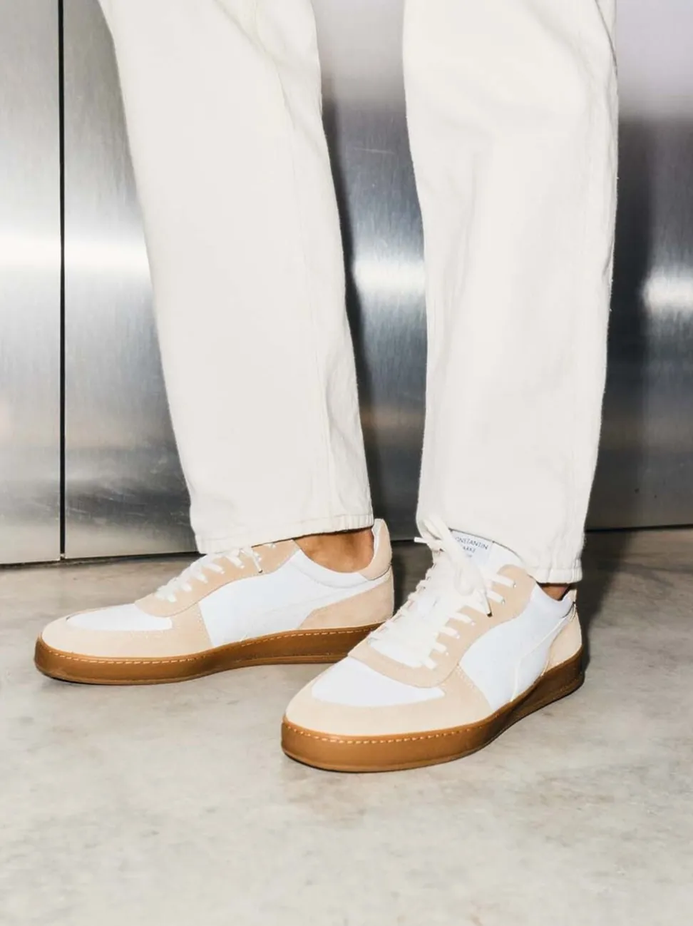 Konstantin Starke – Sneaker aus Leder in Weiß-Beige