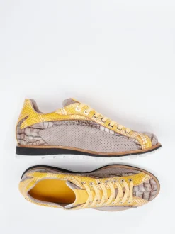 Konstantin Starke – Sneaker aus geprägtem Leder senfgelb