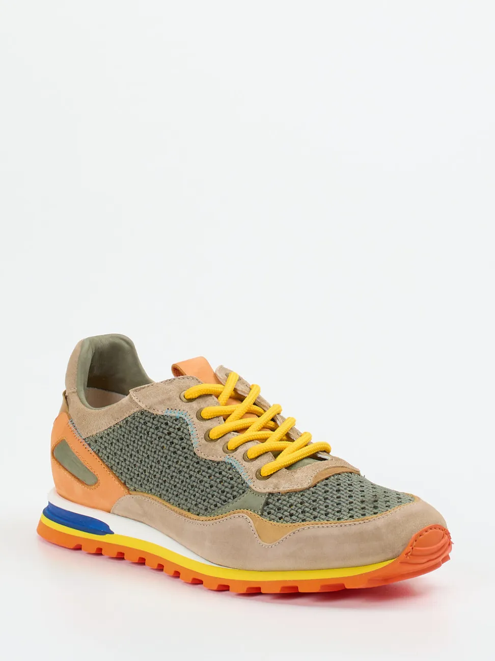Konstantin Starke – Sneaker aus Leder und Mesh Beigebraun