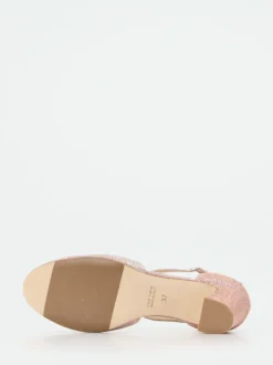 Konstantin Starke – Spangenpumps aus Glitzermaterial Roségold
