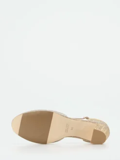 Konstantin Starke – Spangenpumps aus Glitzer-Textil Champagner