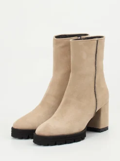 Konstantin Starke – Stiefeletten aus Veloursleder beige