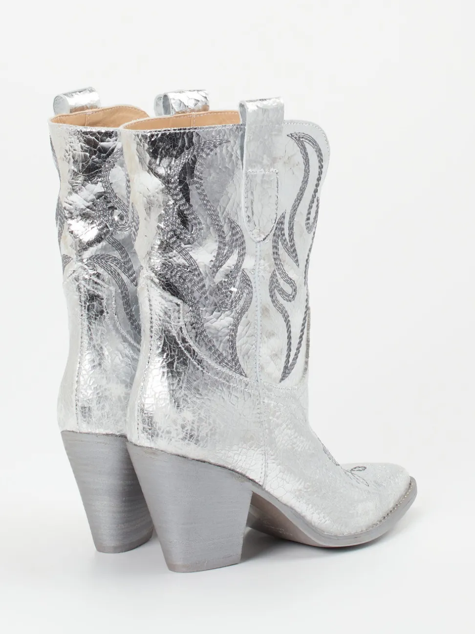 Konstantin Starke – Stiefeletten aus Metallic-Leder silber