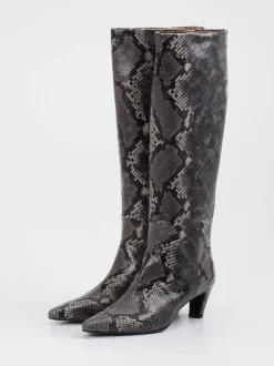 Konstantin Starke – Stiefel aus geprägtem Leder grau