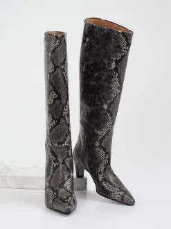 Konstantin Starke – Stiefel aus geprägtem Leder grau