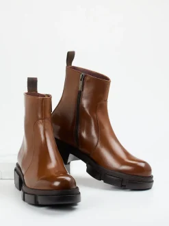 Konstantin Starke – Stiefeletten aus Kalbleder Cognac