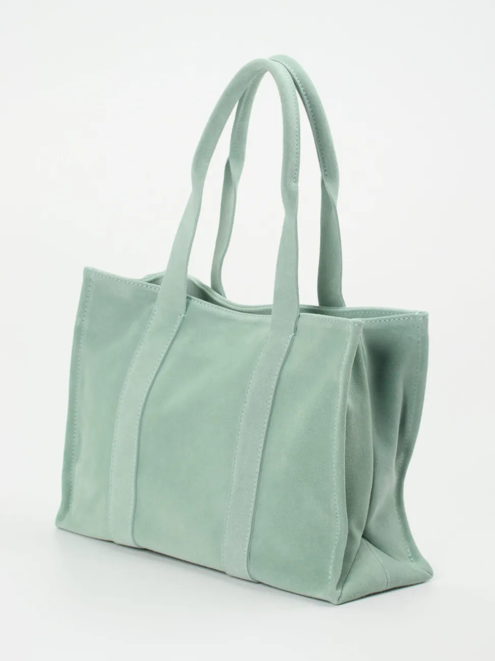 Konstantin Starke – Tote Bag aus Veloursleder Salbeigrün