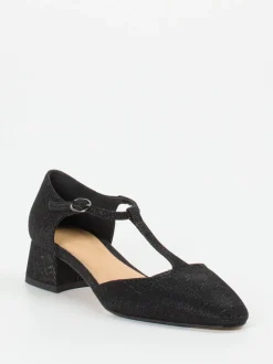 Konstantin Starke – T-Steg-Pumps aus Metallicleder schwarz