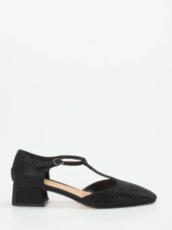 Konstantin Starke – T-Steg-Pumps aus Metallicleder schwarz