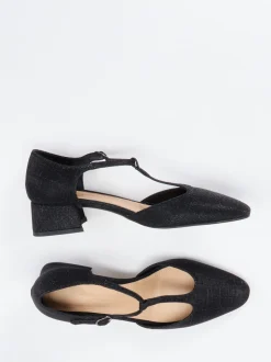 Konstantin Starke – T-Steg-Pumps aus Metallicleder schwarz